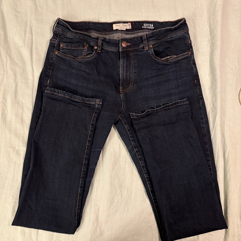 English Laundry Men's Deep Indigo Straight Jeans